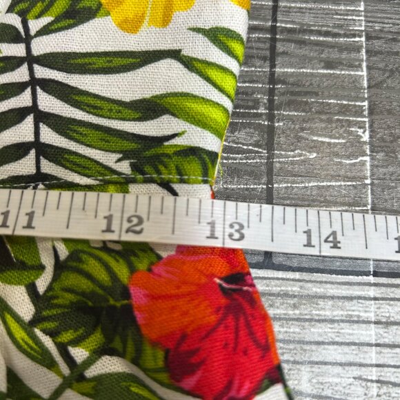 XOXO Womens Romper Size S Tropical Floral Linen Blend  Off Shoulder Ruffle - Picture 4 of 7